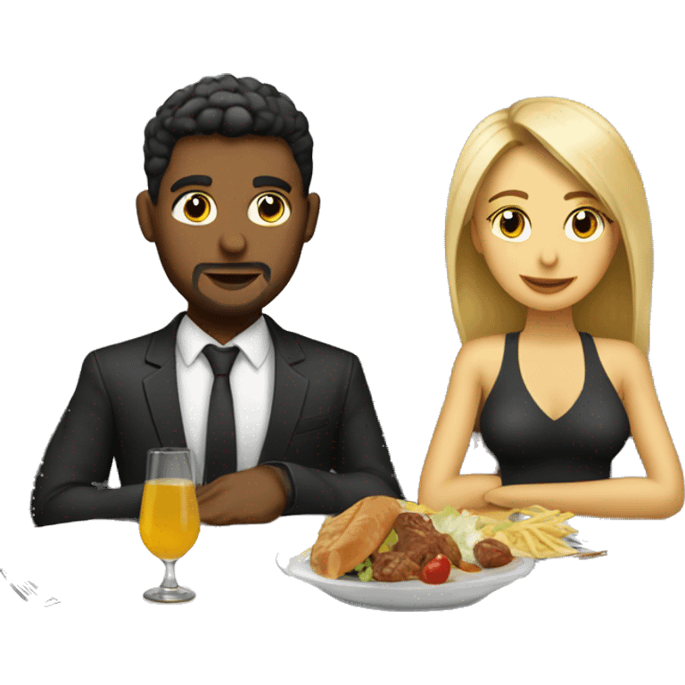 date with a man and women on restaurant, sexy clothes emoji