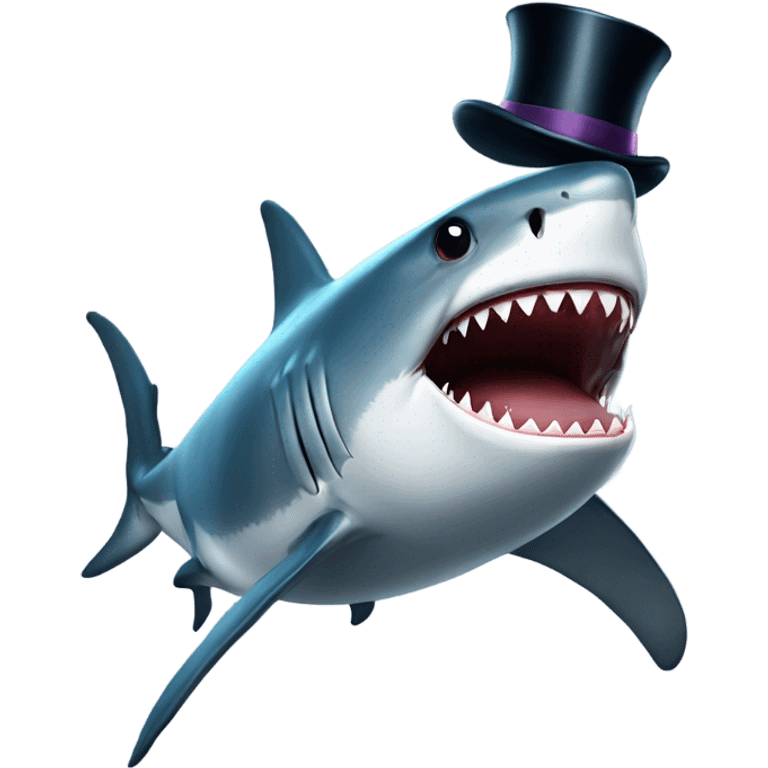 Shark with a top hat emoji