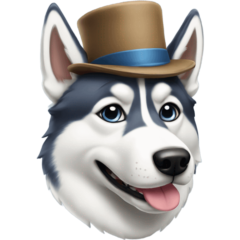 husky dog with hat emoji