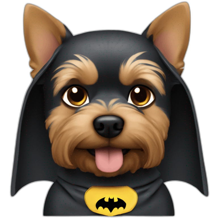 Dog male Yorkshire with Batman Costume emoji