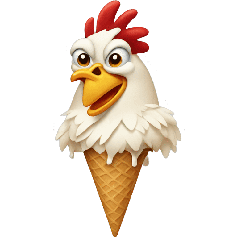 Chicken eating ice cream emoji