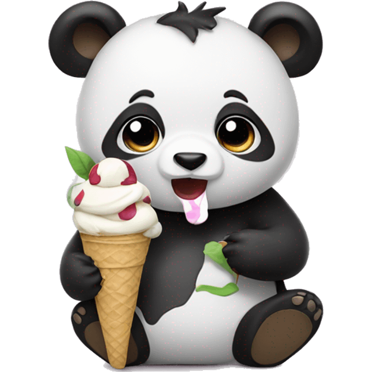 Panda eating ice cream emoji