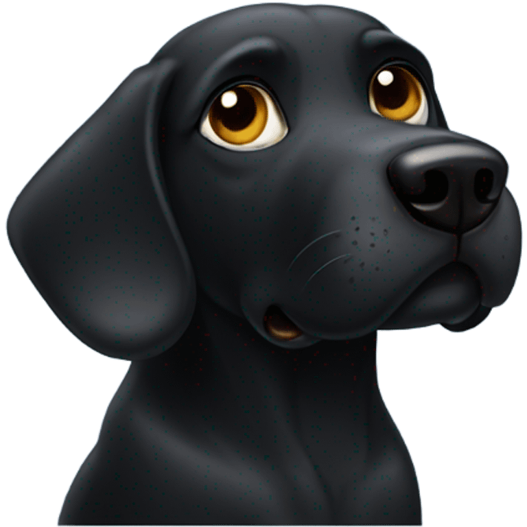 Black dog, watching the Super Bowl with his ears, standing straight up emoji