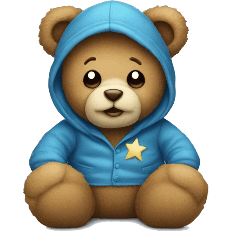 teddy bear with pajama hat and crescent moon  emoji