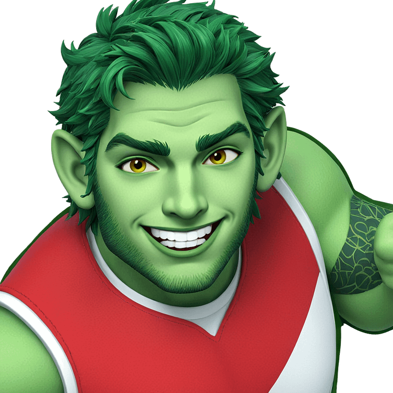 smiling green haired orc boy emoji