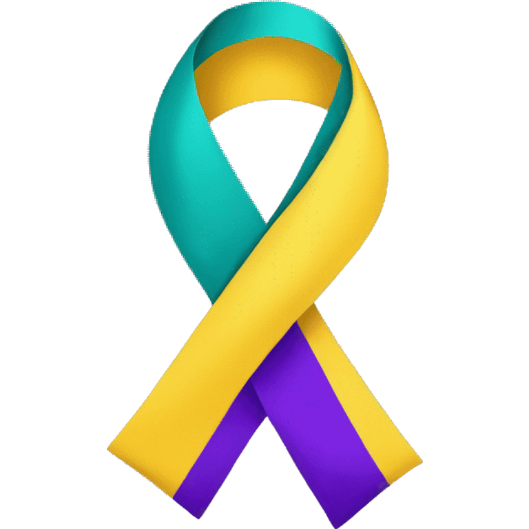 Yellow, teal, & purple awareness ribbon emoji