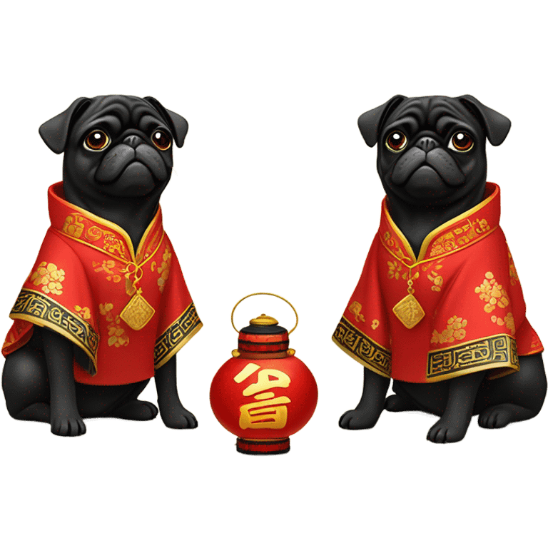 Black pug dresses Chinese lunar new year  emoji