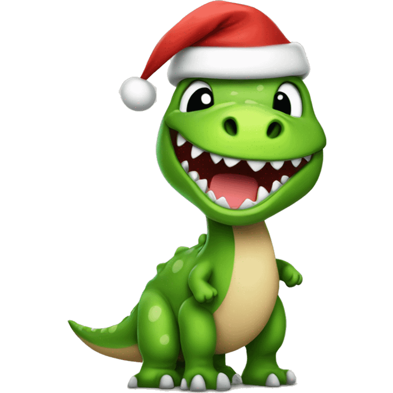 Cute Dino wearing a Santa hat emoji