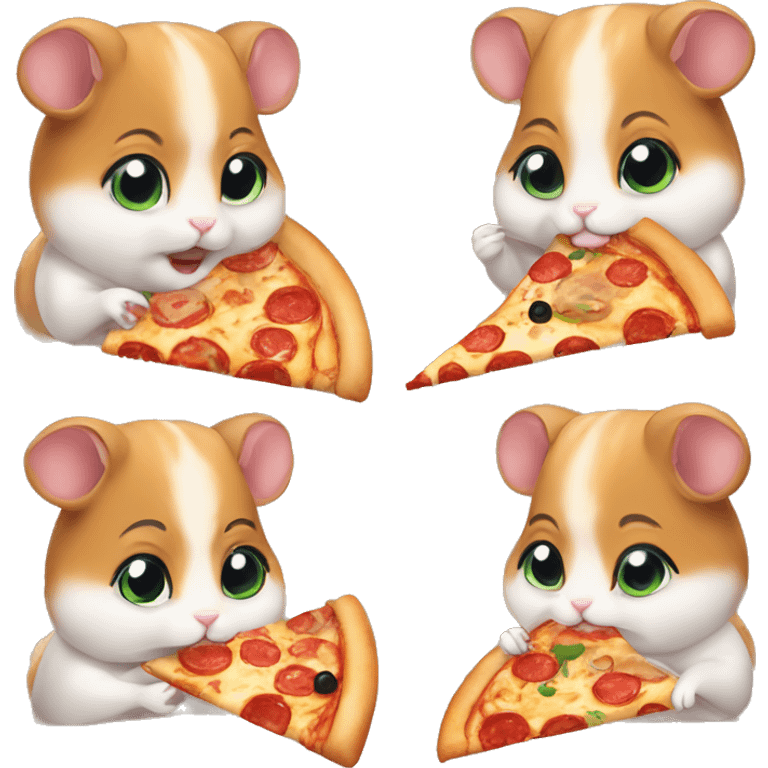 four hamsters eating pizza emoji