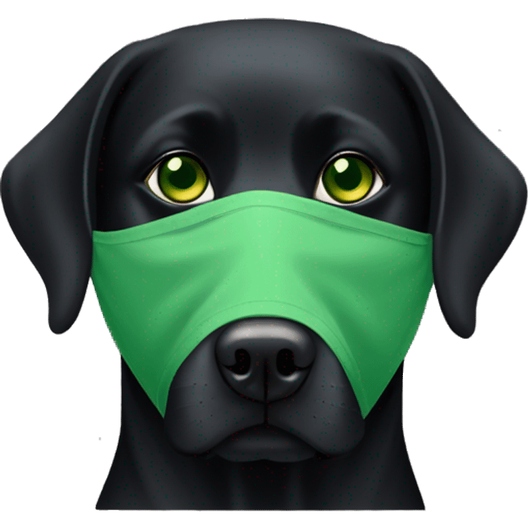 black lab with a green eye theif mask emoji