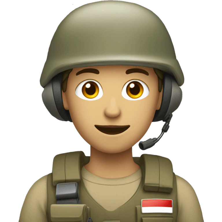 operator dressed in khaki color with a milatary helmet, without glasses, preferably male emoji