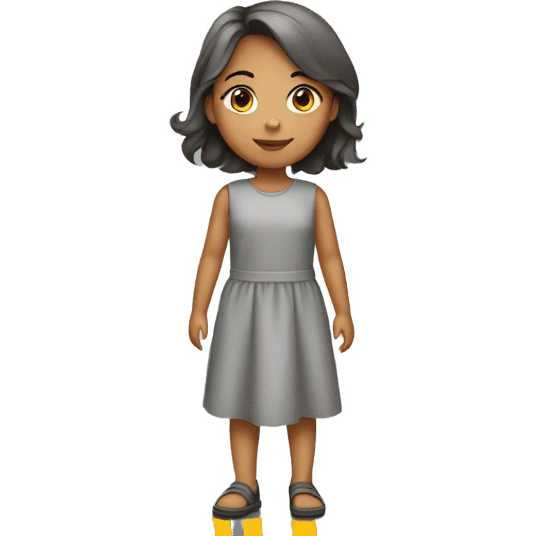 girl in a gray dress with road markings emoji