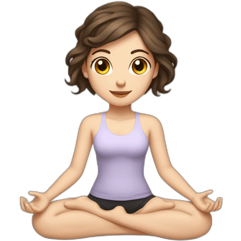 White girl brunette hair in Malasana yoga emoji