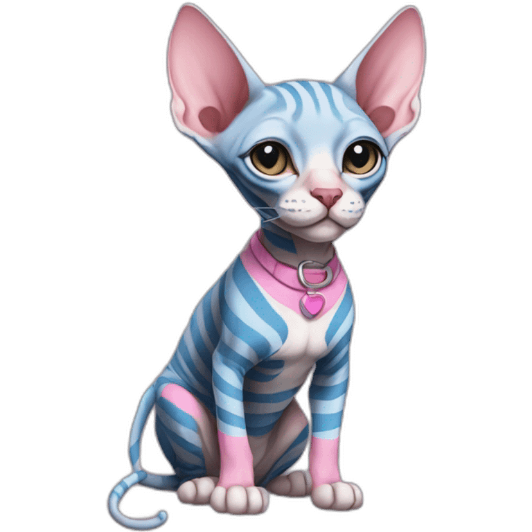 sphynx cat in striped blue and pink tshirt emoji