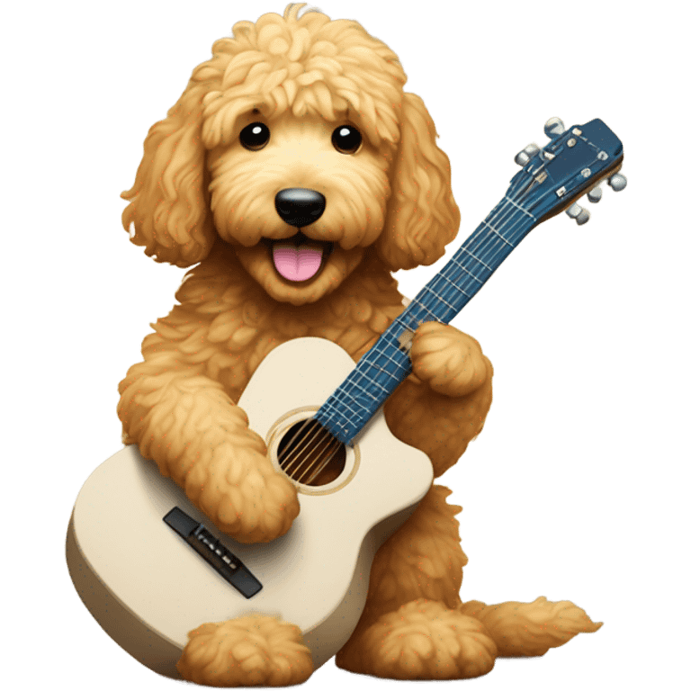 Golden doodle playing guitar  emoji