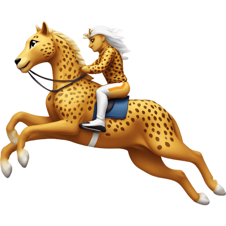 Cheetah racing a unicorn emoji