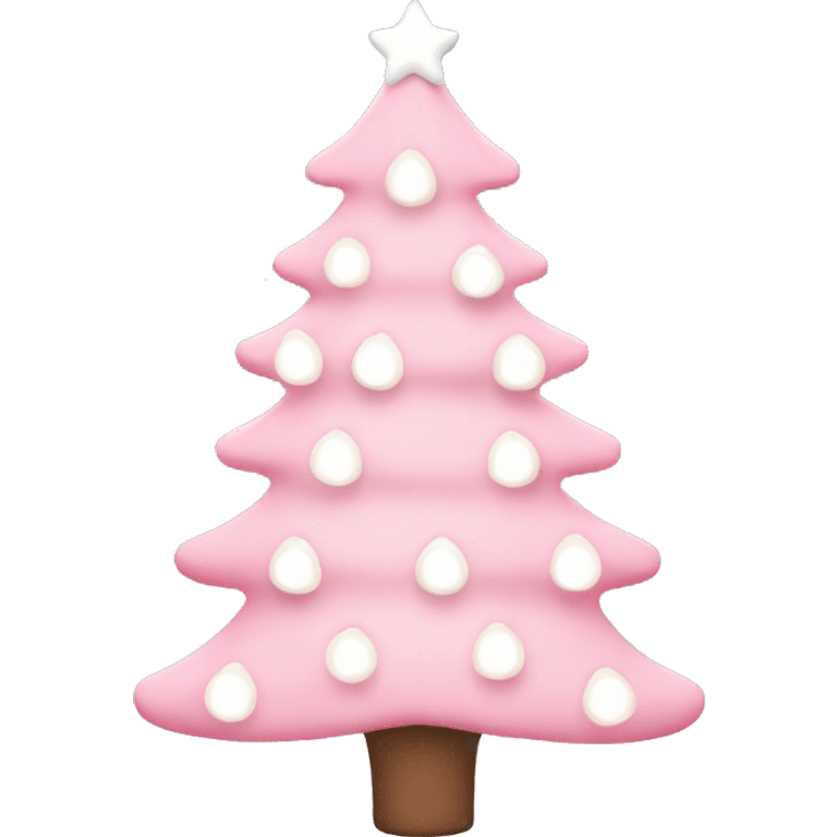 pastel pink christmas tree with white Christmas lights emoji