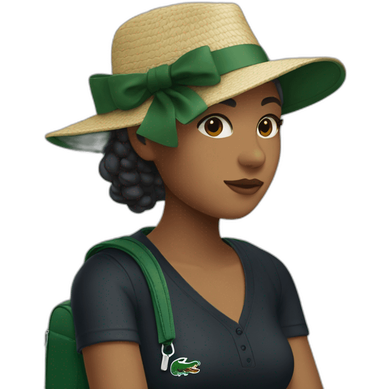 Lacoste bag girl with black lacoste hat emoji