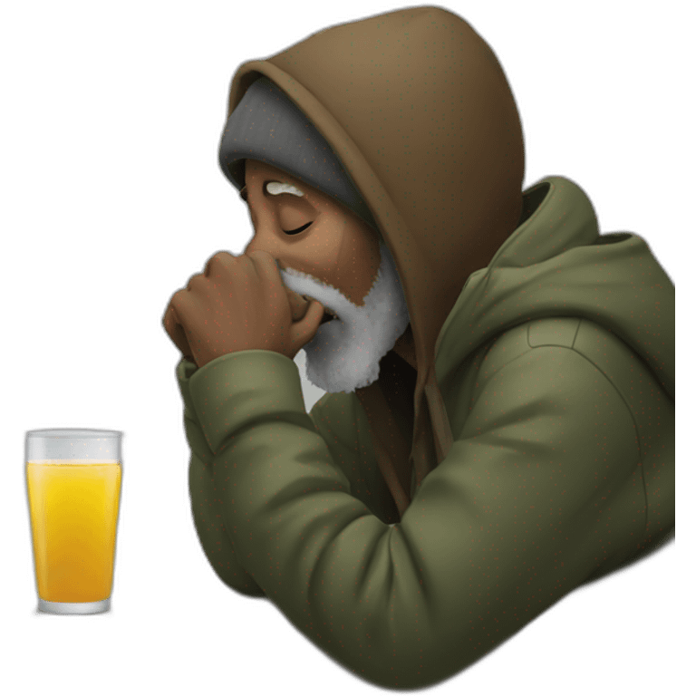 homeless drinking something emoji