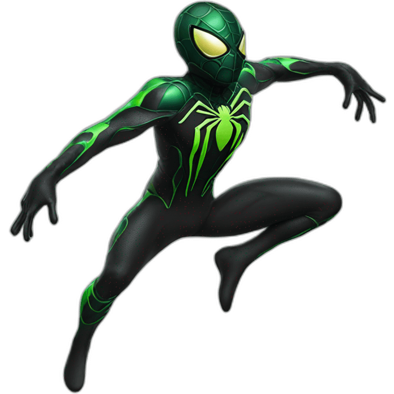 Man spider suit Black and green in action emoji