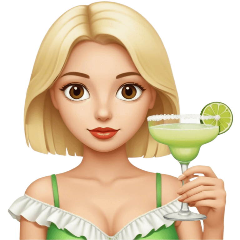 Pretty Blonde model, brown eyes, margarita  emoji