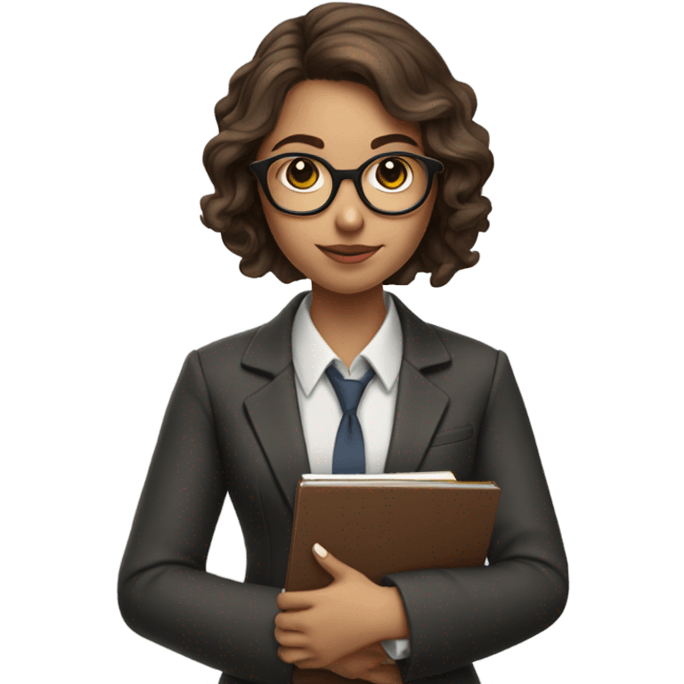 girl with glasses and brown hair who is a psychologist and holds a pen with a notebook in her hand emoji