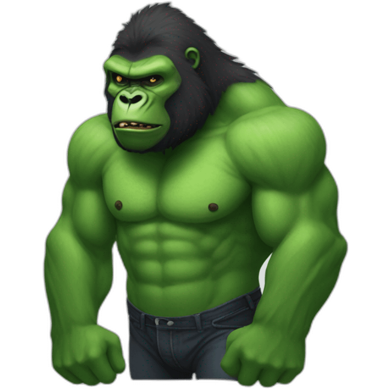 Gorilla becoming green hulk emoji