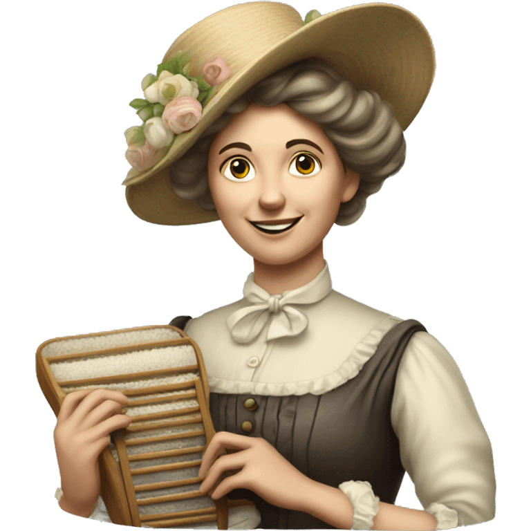 Victorian lady holding soap and washboard  emoji