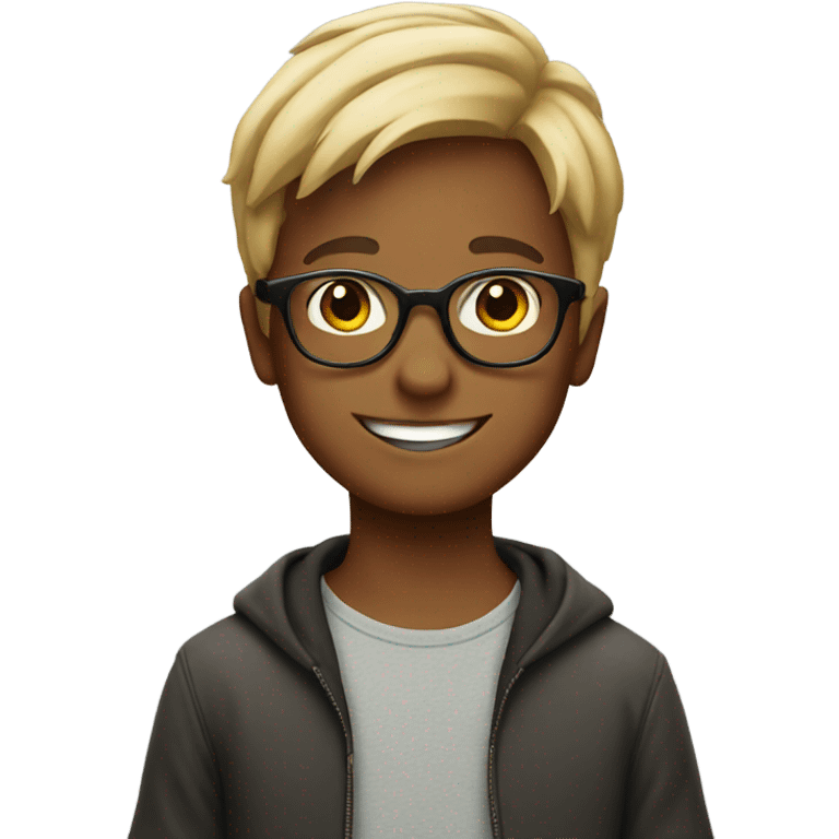 Smiling boy with glasses  emoji