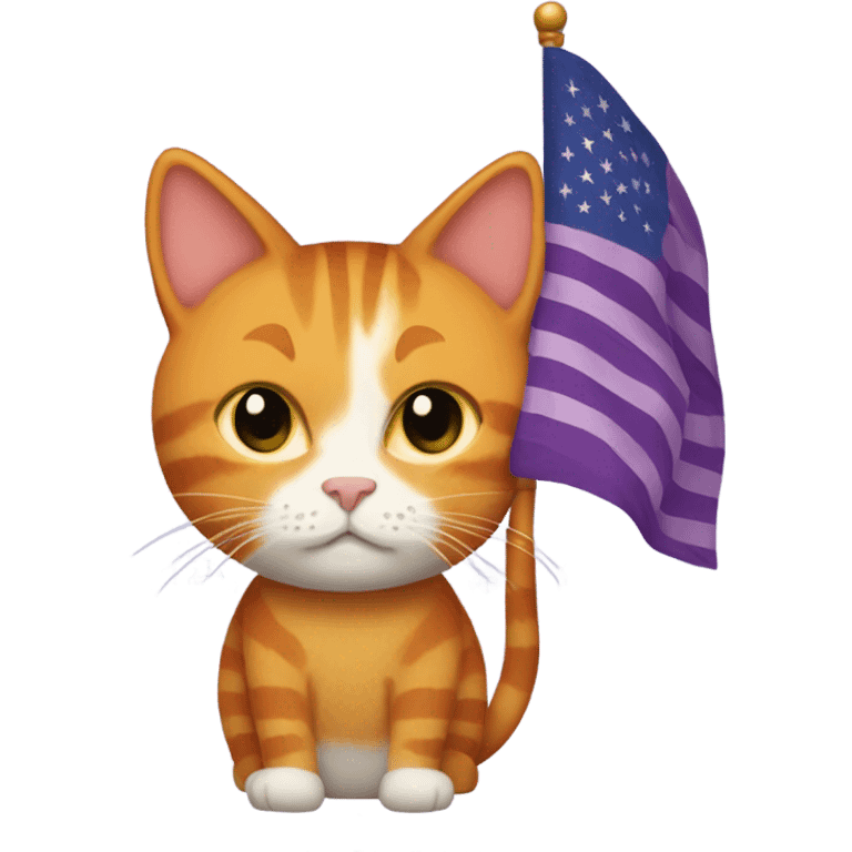 Ginger cat with nonbinary flag emoji