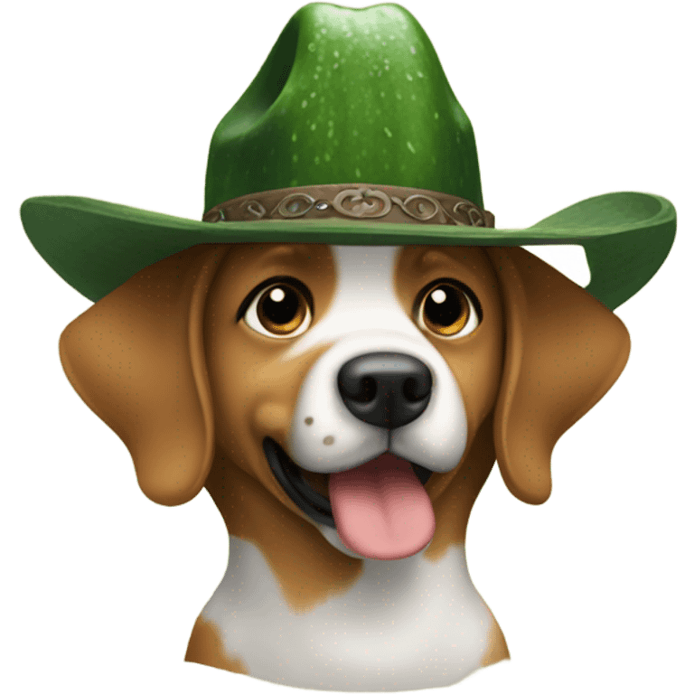 I want a dog wearing a cowboy hat eating a cucumber emoji