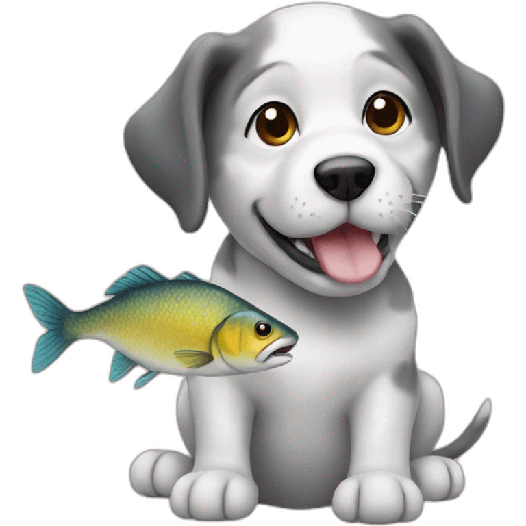 Dog that hold fish in mouse emoji