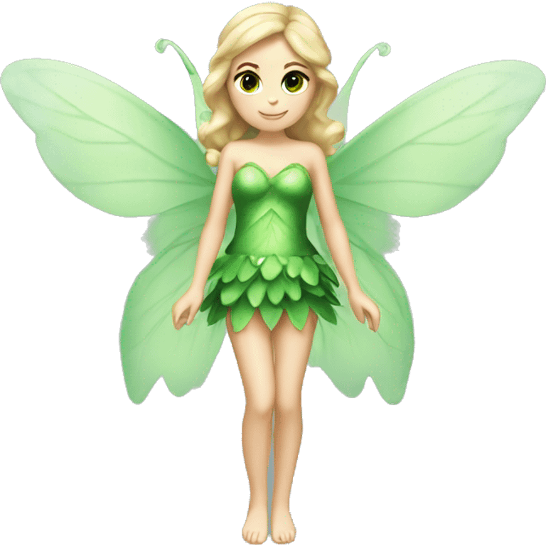 caucasian christmas fairy full body with two wings and green eyes emoji