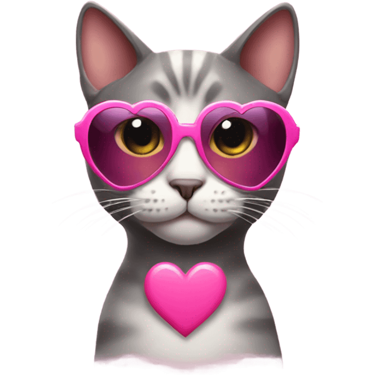 a cat wearing pink heart sunglasses emoji