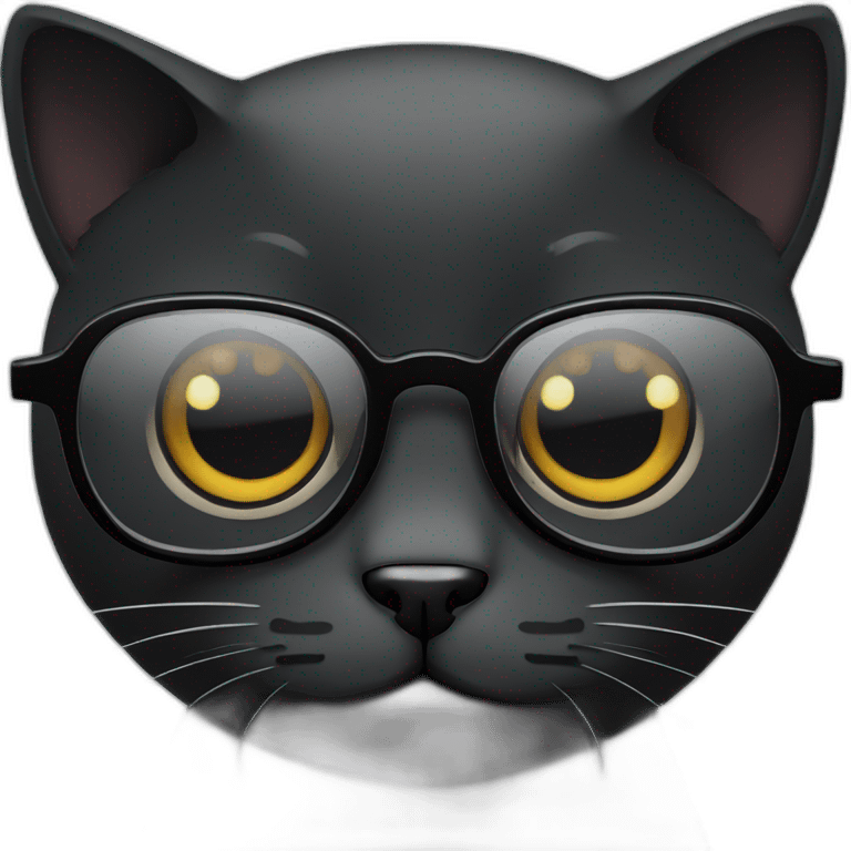 Black cat with glasses emoji