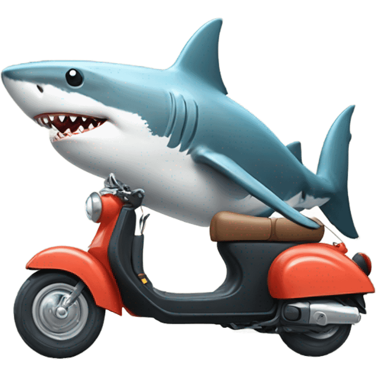 a shark riding a scooter on the ocean emoji