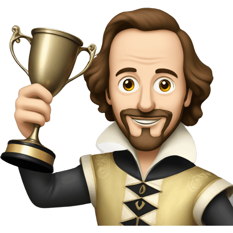 William Shakespeare holds the winner's cup in his hand emoji