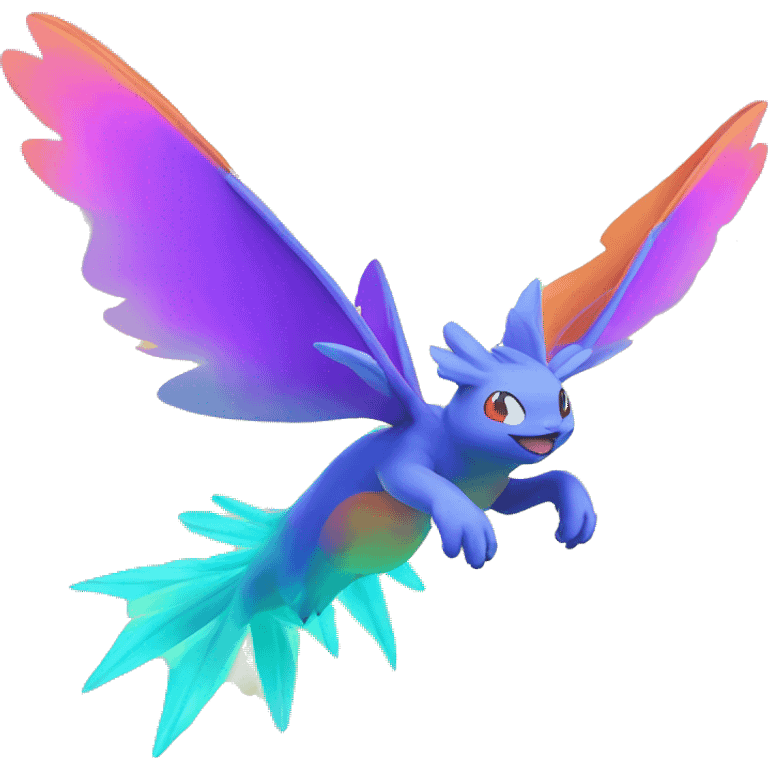 Colorful Neon Colors Vibrant Colors Flying Fakémon-Pokémon-Creature Full Body emoji