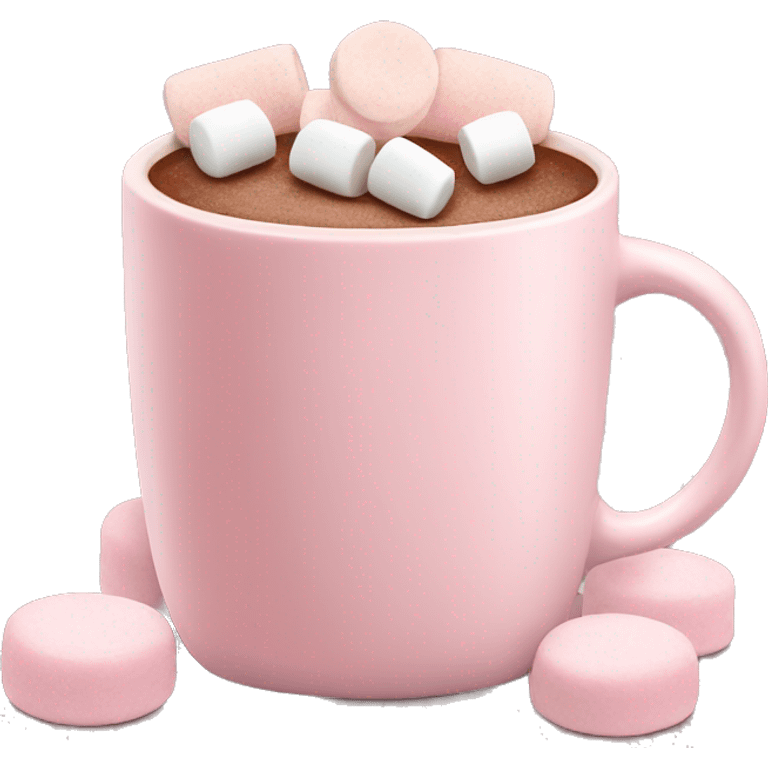 Light Pink mug of hot chocolate with marshmallows  emoji