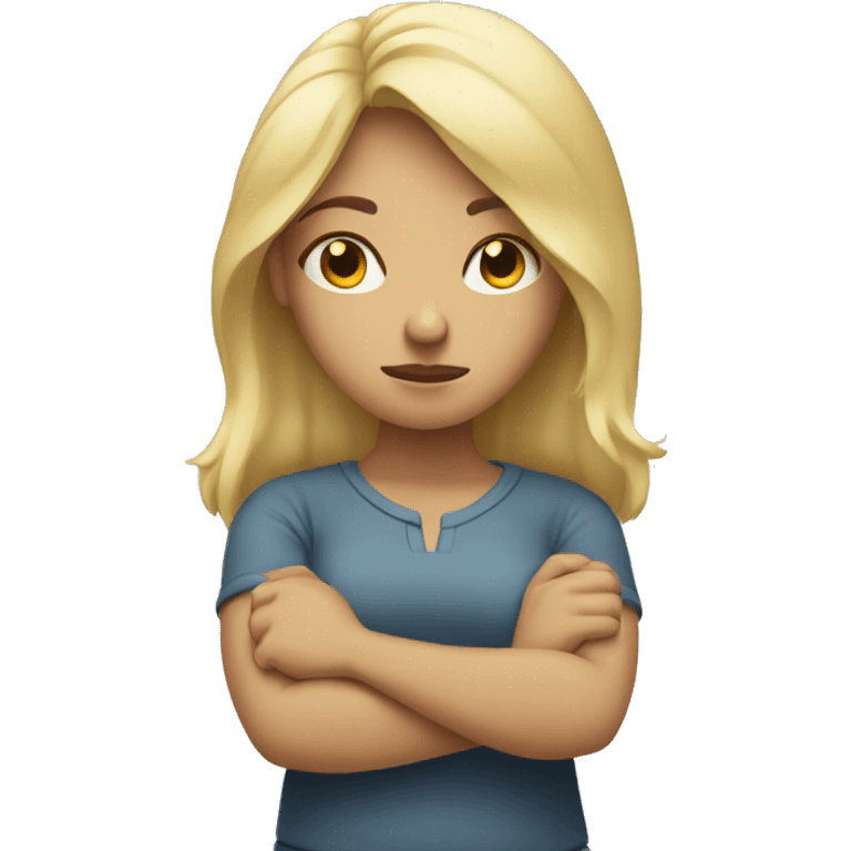 sad blond woman with arms crossed emoji