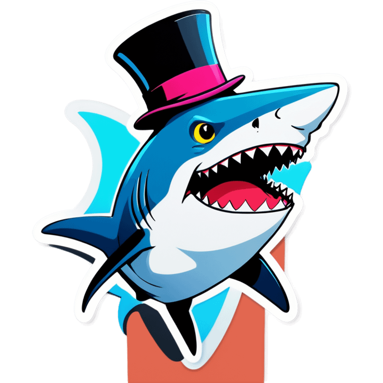 Shark with a top hat emoji