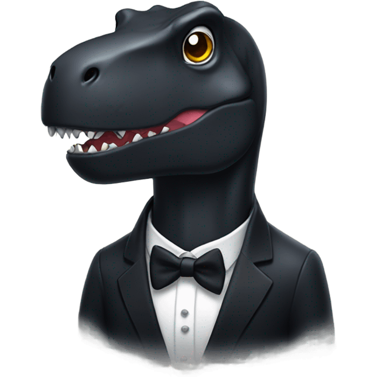 black trex in a tuxedo  emoji