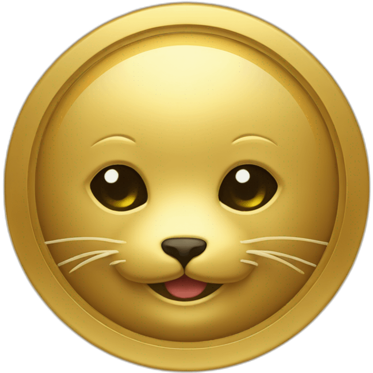 gold emblem with cute seal face emoji