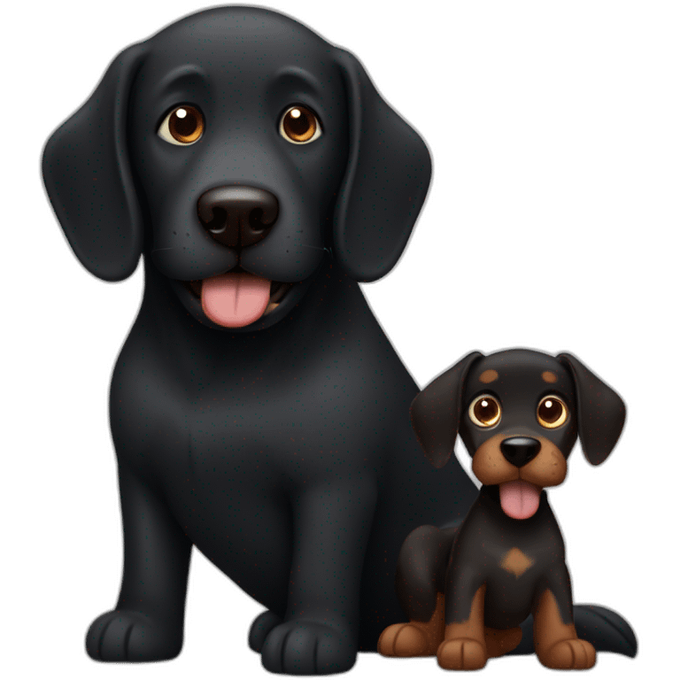 big black dog with small Brown dog emoji