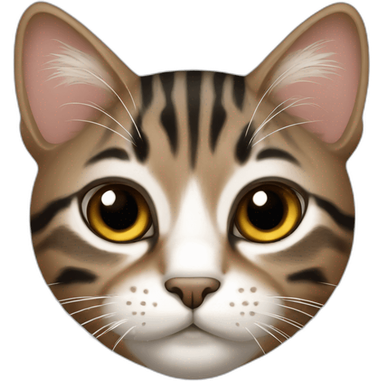 Tabby cat black brown white emoji