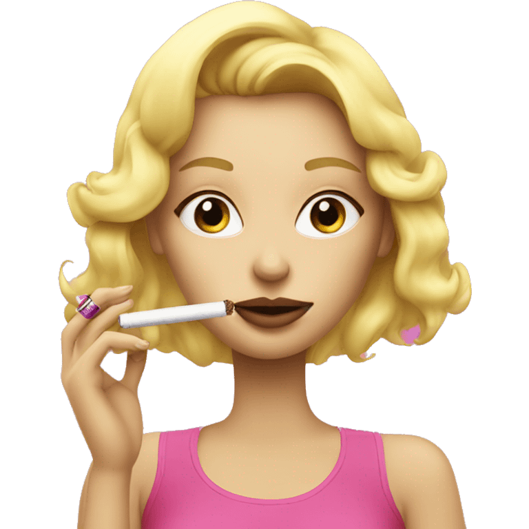 blonde girl smoking vape pink emoji