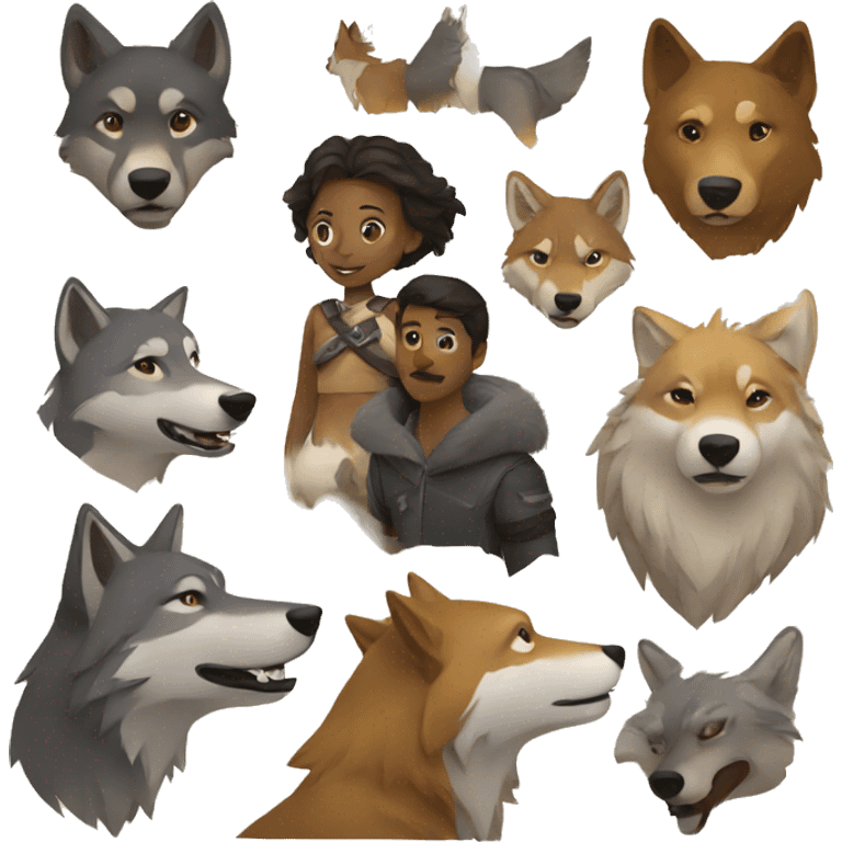 humans and wolves emoji