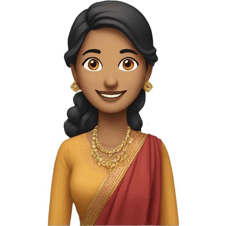 south asian woman smiling in traditional clothes emoji