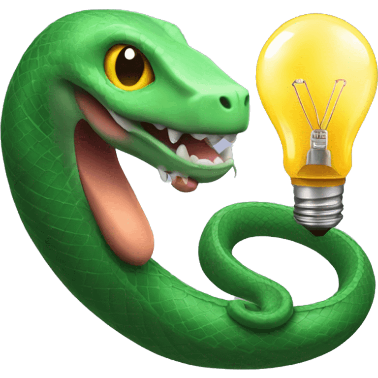 Snake with a lightbulb in its mouth and a battery for a tail emoji