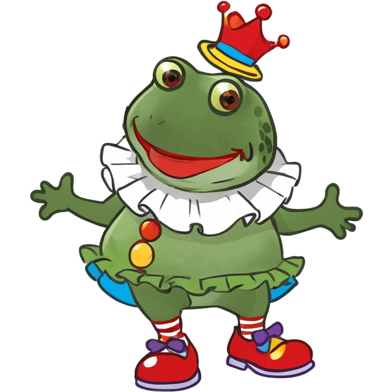 green frog dressed as a clown emoji